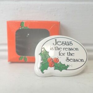 Vintage Christmas Pin Jesus is the Reason for the Season New in box Jewelry